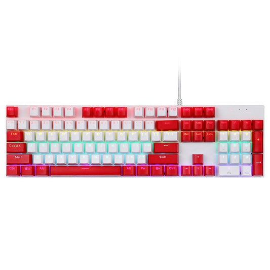 Y-FRUITFUL K135 104-Key RGB Mechanical Keyboard Gaming Office Waterproof Keyboard Blue Switches - Red  /  White