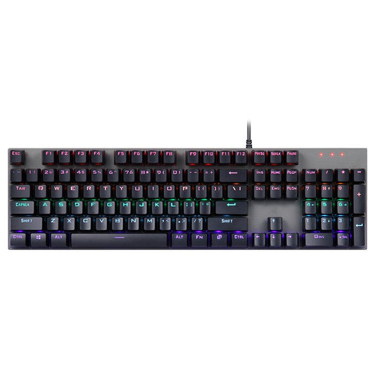 Y-FRUITFUL K135 104-Key RGB Mechanical Keyboard Gaming Office Waterproof Keyboard Blue Switches - Silver  /  Black