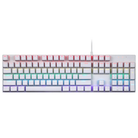 Y-FRUITFUL K135 104-Key RGB Mechanical Keyboard Gaming Office Waterproof Keyboard Blue Switches - Silver  /  White