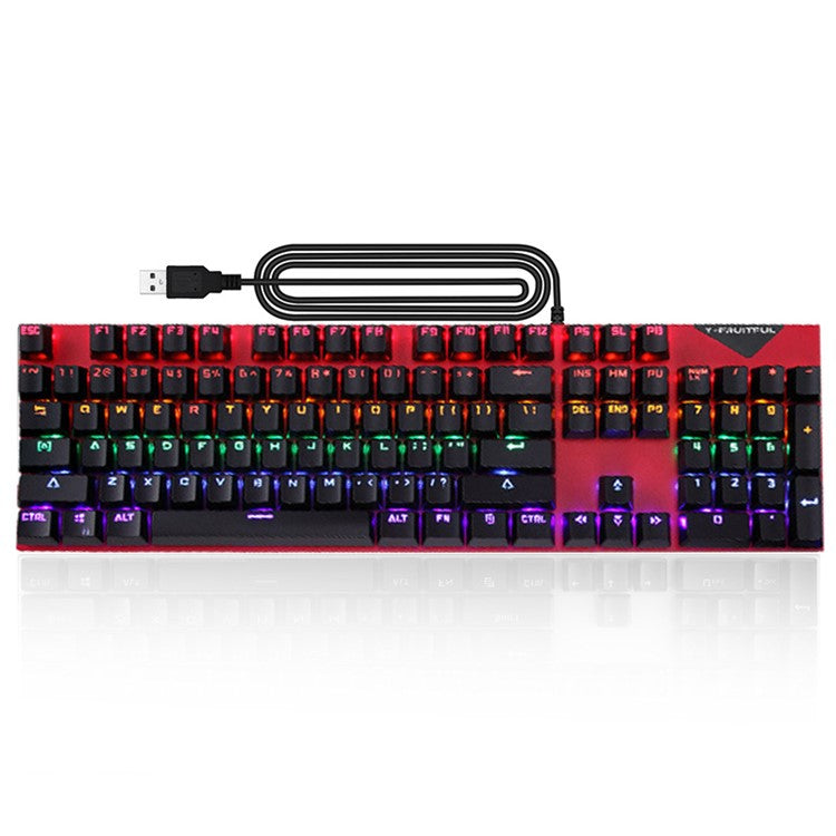 Y-FRUITFUL K137 Wired Mechanical Keyboard 104 Keys RGB Backlit Blue  /  Red Switch Gaming Keyboard - Red