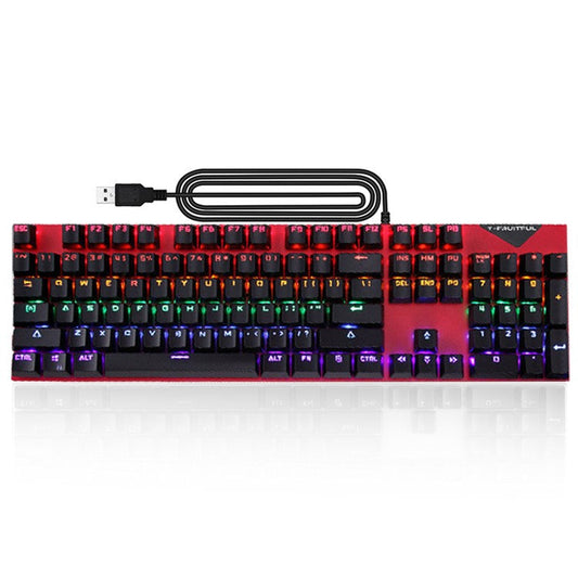 Y-FRUITFUL K137 Wired Mechanical Keyboard 104 Keys RGB Backlit Blue  /  Red Switch Gaming Keyboard - Red