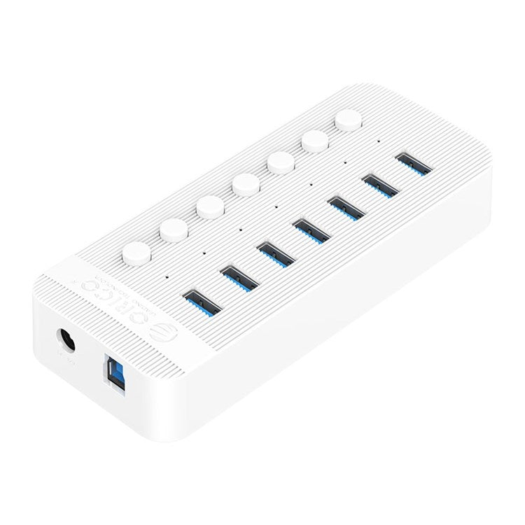 ORICO CT2U3-7AB ABS 7 Port USB3.0 5Gbps High Speed USB Hub 2.4A Charging Splitter with Individual Switches - UK Plug