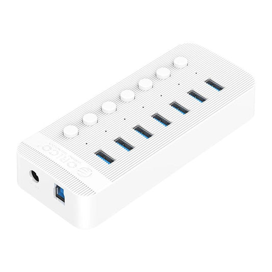 ORICO CT2U3-7AB ABS 7 Port USB3.0 5Gbps High Speed USB Hub 2.4A Charging Splitter with Individual Switches - UK Plug