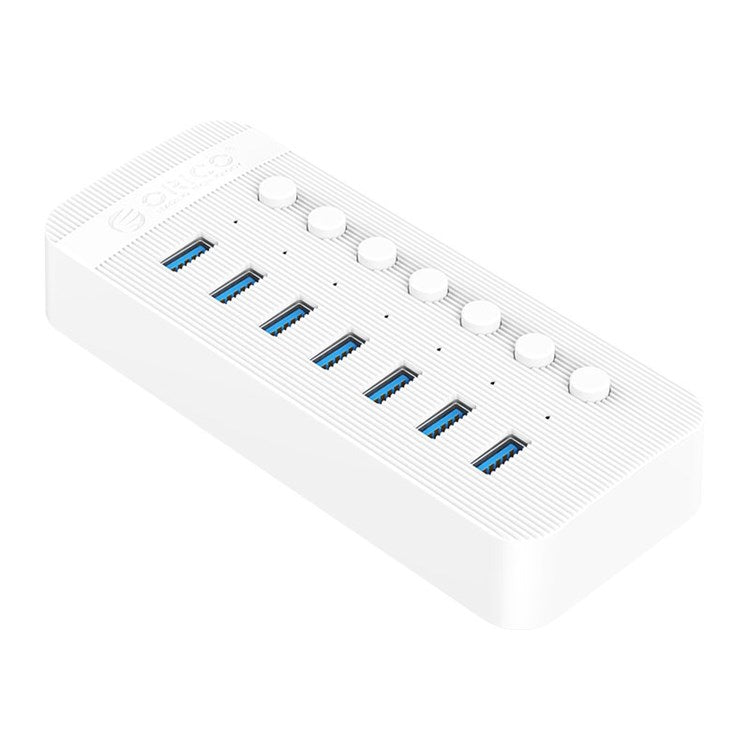 ORICO CT2U3-7AB ABS 7 Port USB3.0 5Gbps High Speed USB Hub 2.4A Charging Splitter with Individual Switches - UK Plug