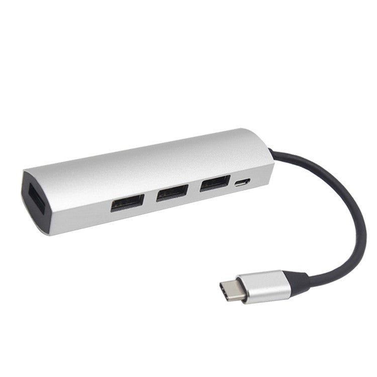 JW-331 USB-C Splitter Type-C 3.1 HUB Dock Adapter with 4-Port Type-C HUB USB 3.0 - Silver