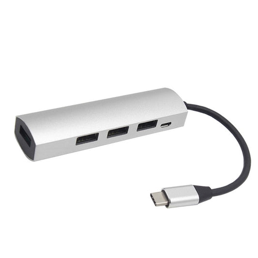 JW-331 USB-C Splitter Type-C 3.1 HUB Dock Adapter with 4-Port Type-C HUB USB 3.0 - Silver