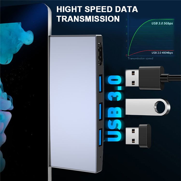 ROCKETEK SH759 USB3.0 Hub 4K HDMI USB Splitter Adapter SD/TF Card Reader for Microsoft Surface Pro 4/5/6