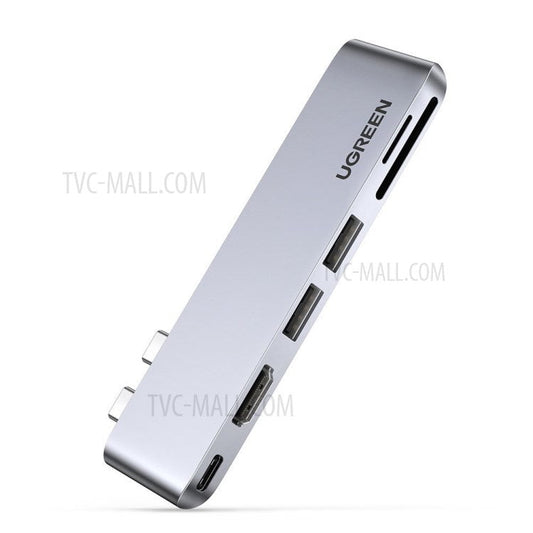 UGREEN Dual USB Type C Hub for MacBook Pro 6 in 2 USB C Adapter Support 2 USB 3.0 HDMI PD Charging SD/TF Card Port