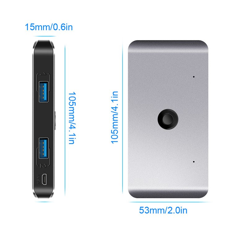 ROCKETEK HC402 USB KVM Switch Box 2 Ports USB3.0 Switcher PC Sharing 4 Devices for Keyboard Mouse Printer Monitor