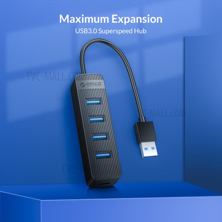 ORICO TWU3-4A Portable 4-Port USB Hub USB 3.0 Splitter Adapter for PC Computer - Black
