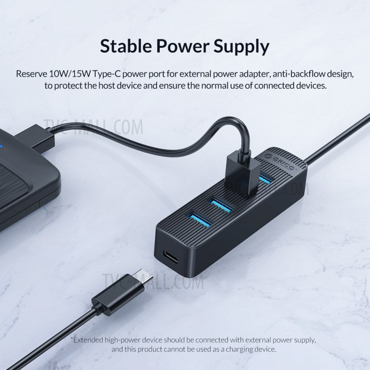 ORICO TWU3-4A Portable 4-Port USB Hub USB 3.0 Splitter Adapter for PC Computer - Black