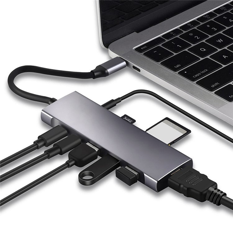 9 in 1 Docking Station 4K 30Hz USB C Hub HDMI Compatible 100W PD USB 3.0 + 2.0 Multiport Adapter for Laptop PC