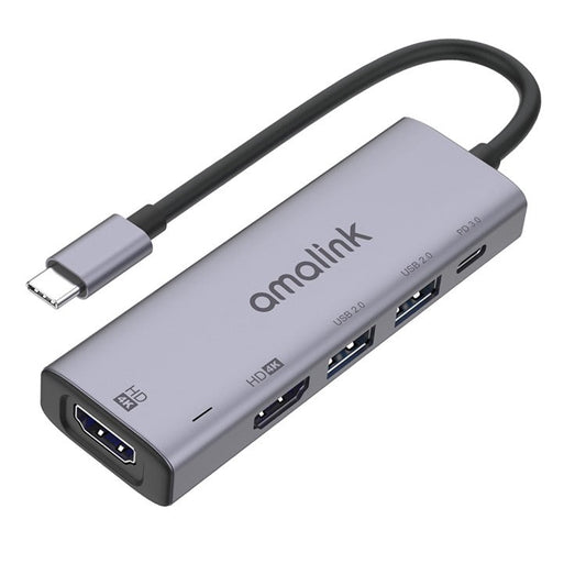 AMALINK AL-95126D 5 in 1 Type C Hub 76W Power Delivery 2x HDMI+USB 2.0 PD 3.0 Adapter for Mobile Phone Laptop