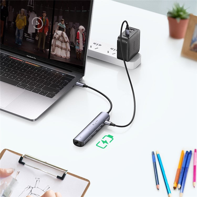 UGREEN USB C Hub Type C 3.1 to 4K HD RJ45 PD Converter USB 3.0 Adapter for MacBook Air Pro 2020 PC Support 5Gbps Data Transmission