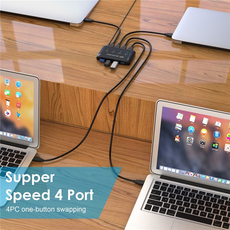 U3-040 KVM USB 3.0 Switch Selector 4 Port Computer Sharing 4 Devices for Keyboard Mouse Scanner Printer