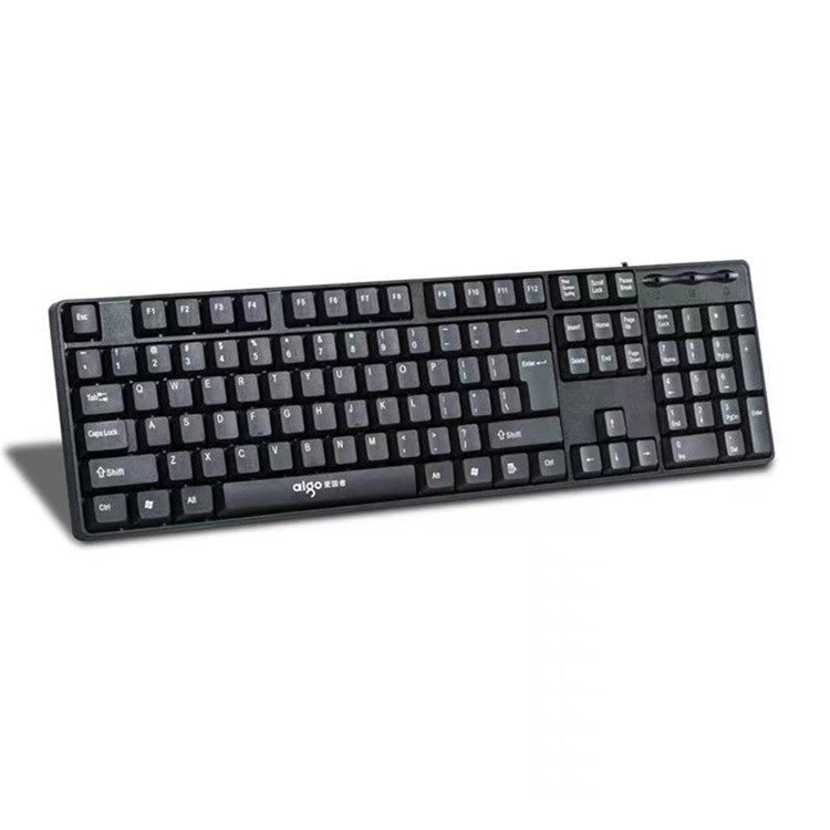AIGO W921 Computer Wired Keyboard USB Wired Full Size 104-Key Ergonomic Design USB Cable Keyboard for Home and Office