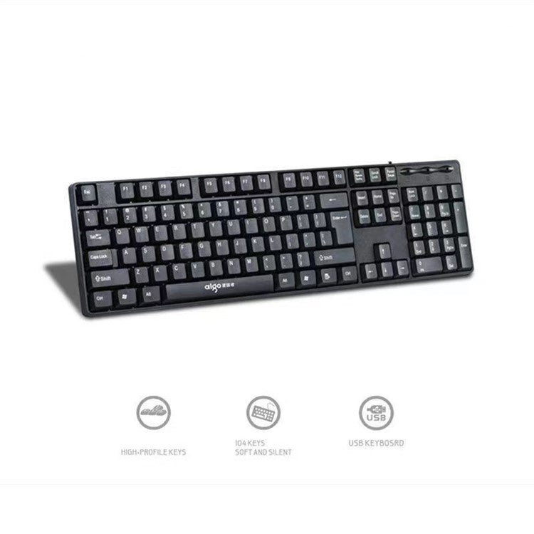 AIGO W921 Computer Wired Keyboard USB Wired Full Size 104-Key Ergonomic Design USB Cable Keyboard for Home and Office