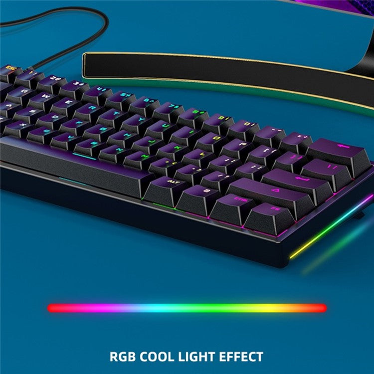 BAJEAL G101 Colorful RGB Backlit Mechanical Gaming USB Wired Keyboard Backlight Office Keyboard 61 Keys for Laptop PC Desktop Computer