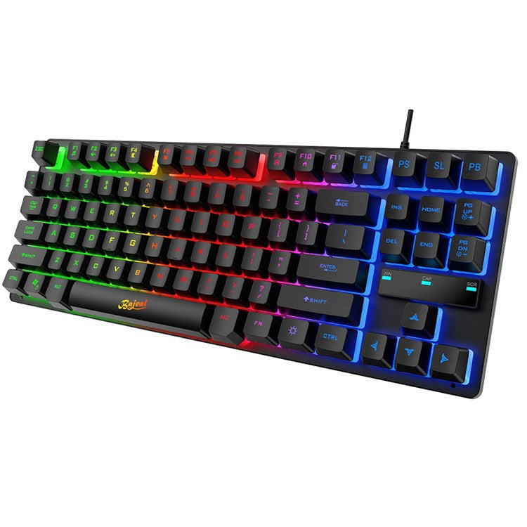 KB-10 Wired Keyboard 87 Keys Gaming Keyboard with Colorful Backlit for Laptop USB Cable Portable Keyboard - Black