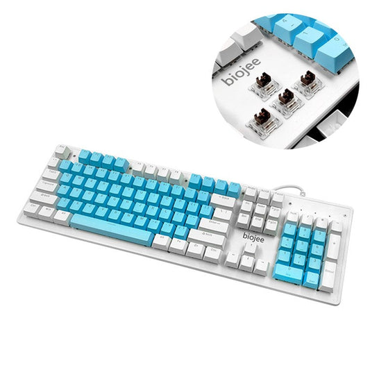 BIOJEE B104 Mechanical Keyboard 104 Keys Gaming Keyboard Brown Switch Wired Keyboard with Colorful Backlit for E-Sports