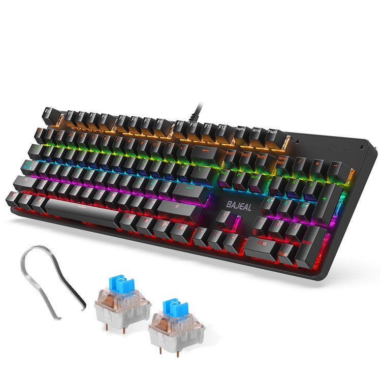 BAJEAL Wired 104 Keys Spanish Keyboard Backlit Computer Laptop Gaming Blue Switch Mechanical Keyboard - Black