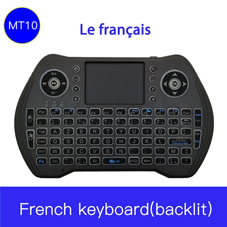 MT10 Backlight Keyboard USB 2.4G Air Mouse Wireless Keyboard with Touchpad for Smart TV, Windows, Notebook
