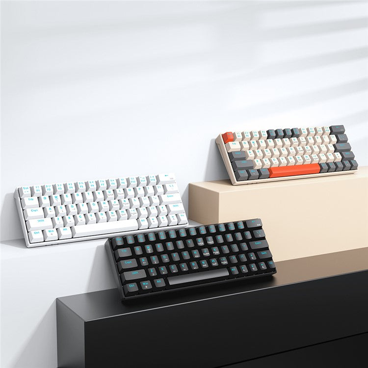 T-WOLF T60 USB Wired Gaming Keyboard RGB Backlit Mechanical Gaming Keyboard 63 Keys for Desktop PC - White