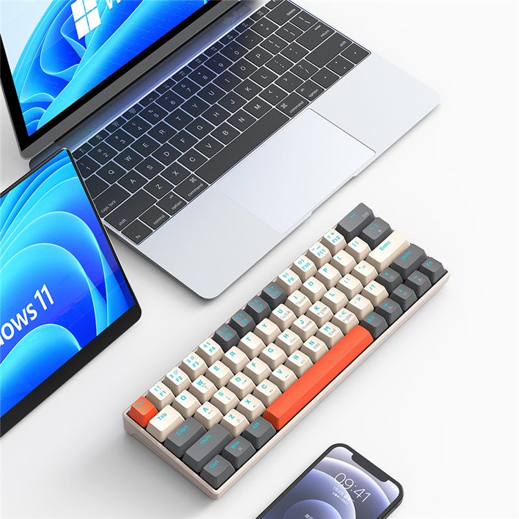 T-WOLF T60 USB Wired Gaming Keyboard RGB Backlit Mechanical Gaming Keyboard 63 Keys for Desktop PC - Black