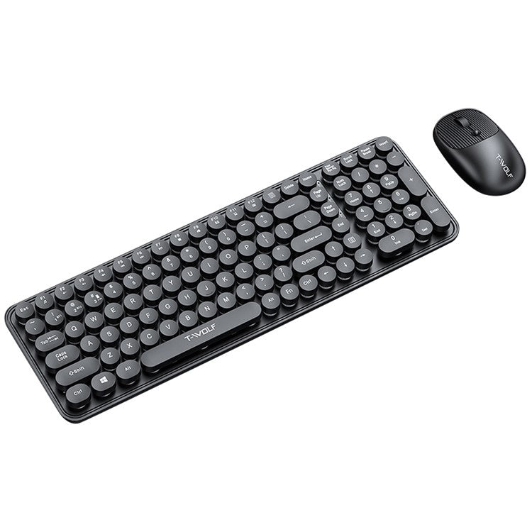 T-WOLF TF350 2.4G Wireless Keyboard Mouse Set Home Office Computer Keyboard + Mouse - Black