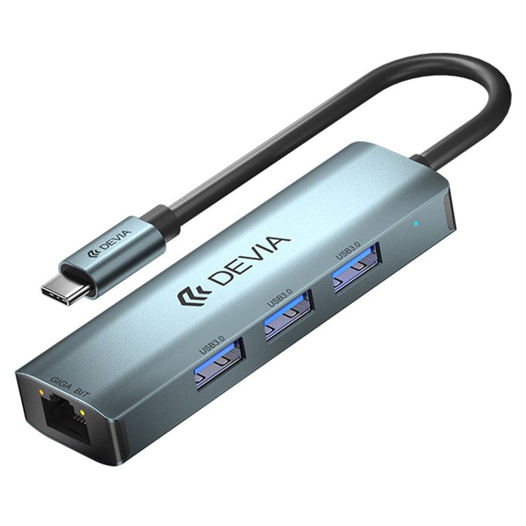 DEVIA EC621 Leopard Series USB-C Docking Station Type-C to USB3.0*3+RJ45, Mini USB 3.1 Hub (Upgraded)