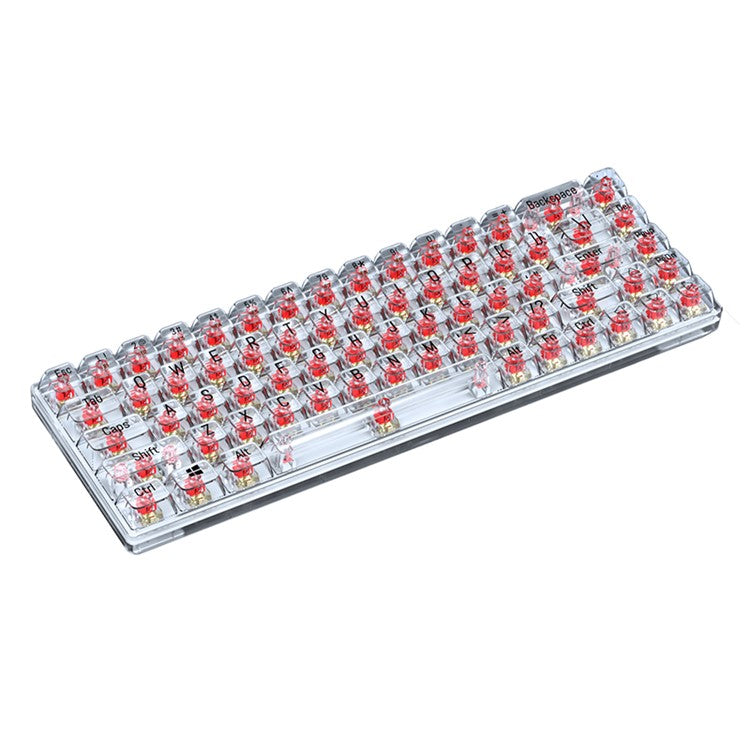 T-WOLF T40 150cm Wired Mechanical Keyboard with Clear Keycaps - Transparent Red