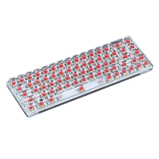 T-WOLF T40 150cm Wired Mechanical Keyboard with Clear Keycaps - Transparent Red