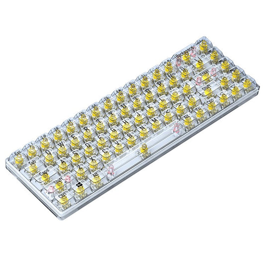 T-WOLF T40 150cm Wired Mechanical Keyboard with Clear Keycaps - Transparent White