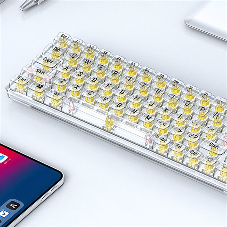 T-WOLF T40 150cm Wired Mechanical Keyboard with Clear Keycaps - Transparent White