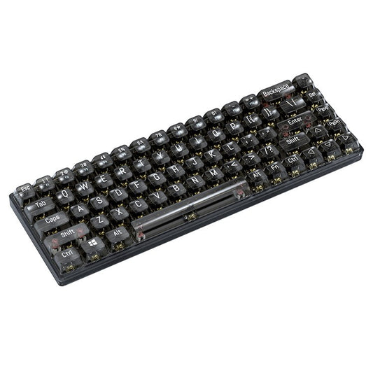 T-WOLF T40 150cm Wired Mechanical Keyboard with Clear Keycaps - Transparent Black