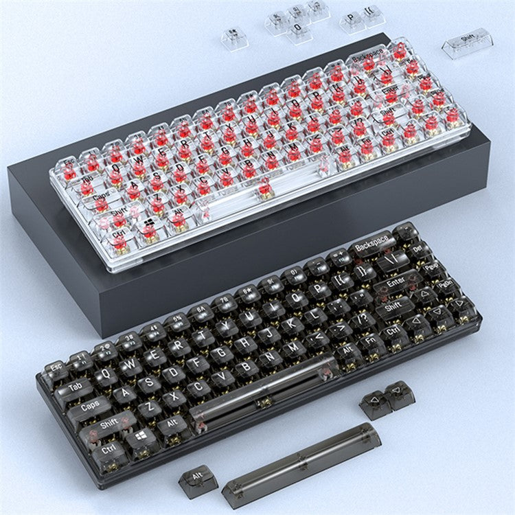 T-WOLF T40 150cm Wired Mechanical Keyboard with Clear Keycaps - Transparent Black