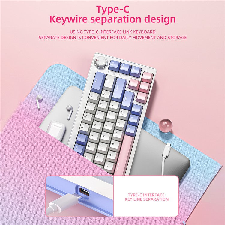 ZA68 Computer Laptop Gaming Keyboard Wired RGB Light 68-Key Mechanical Keyboard - Style C