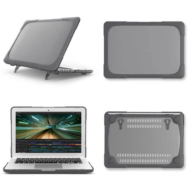 Heat Dissipation Design Two-Piece Plastic + TPU with Stand Shell for MacBook New Pro 16" A2141 - Grey