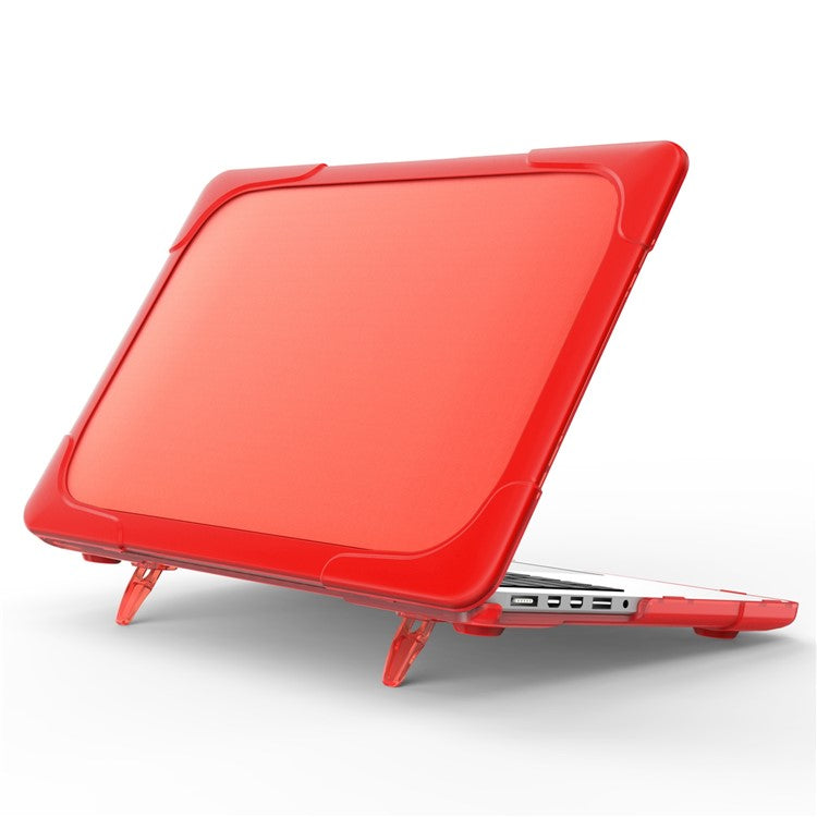 Heat Dissipation Design Two-Piece Plastic + TPU with Stand Shell for MacBook New Pro 16" A2141 - Red