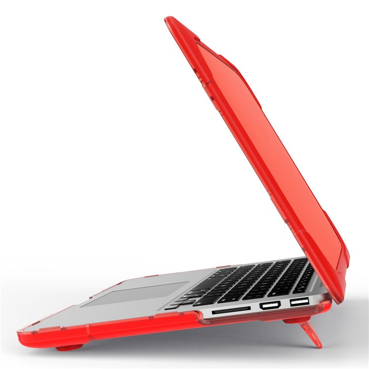 Heat Dissipation Design Two-Piece Plastic + TPU with Stand Shell for MacBook New Pro 16" A2141 - Red
