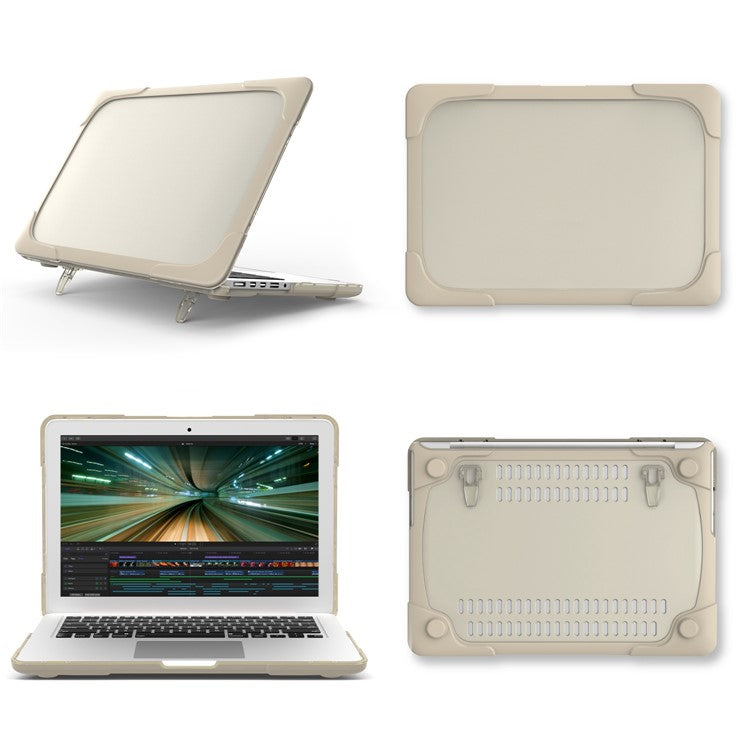 Heat Dissipation Design Two-Piece Plastic + TPU with Stand Shell for MacBook New Pro 16" A2141 - Khaki