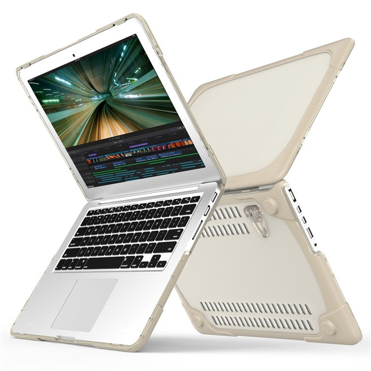 Heat Dissipation Design Two-Piece Plastic + TPU with Stand Shell for MacBook New Pro 16" A2141 - Khaki