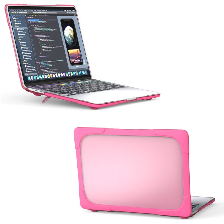 Two-Piece Plastic + TPU Protective Case Shell with Stand Design for MacBook Pro 13 inch (2020) A2251 / A2289 / A2338 (M1 / M2) - Rose