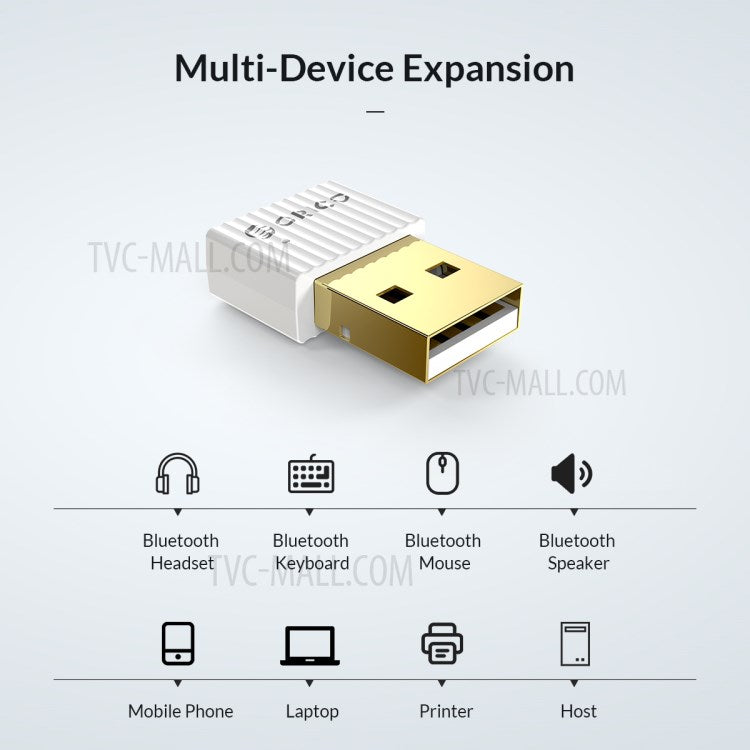 ORICO BTA-508 USB Bluetooth 5.0 Adapter Mini Wireless Dongle for PC Laptop - White