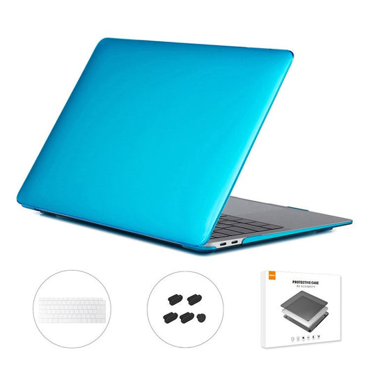ENKAY Matte PC Case + Ultra-slim TPU Keyboard Film + Anti-Dust Plugs 3-IN-1 Set for MacBook Air 13 inch (2018-2018) A1932 (EU Version) - Baby Blue