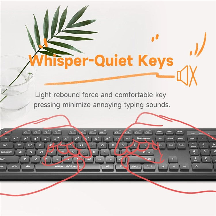 XIAOMI YOUPIN MIIIW MW24PB03 2.4G Wireless Keyboard Mouse Set Computer Mute Keyboard + Mouse, 3rd Gen - Black
