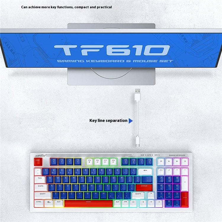 T-WOLF TF610 Backlight USB Wired Gaming Keyboard Mouse Set for Computer Laptop