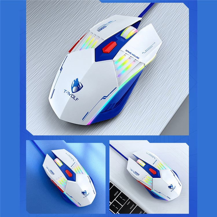 T-WOLF TF610 Backlight USB Wired Gaming Keyboard Mouse Set for Computer Laptop