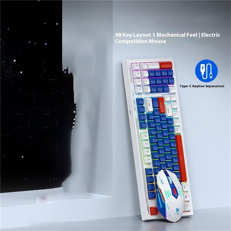 T-WOLF TF610 Backlight USB Wired Gaming Keyboard Mouse Set for Computer Laptop