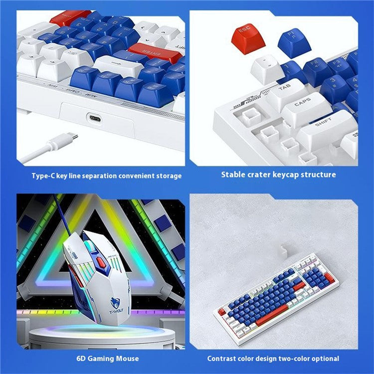 T-WOLF TF610 Backlight USB Wired Gaming Keyboard Mouse Set for Computer Laptop